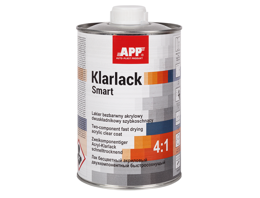 APP Klarlack Smart 4:1 - Lakier bezbarwny akrylowy dwuskładnikowy szybkoschnący    | bezbarwny | 1,0L | 