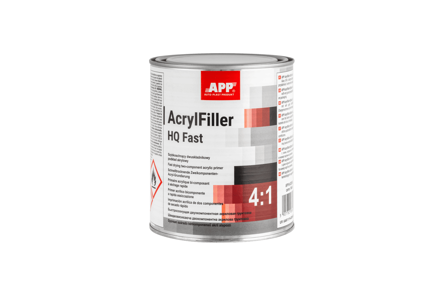 Podkład akrylowy dwuskładnikowy wypełniający APP APP AcrylFiller HQ Fast 4:1 | czarny | 1,0L