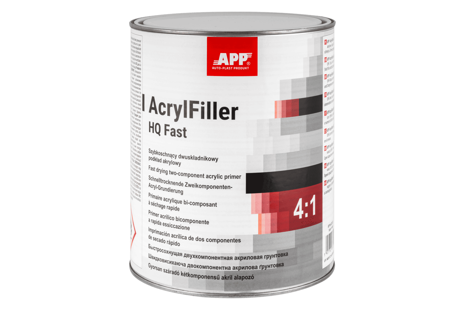 Podkład akrylowy dwuskładnikowy wypełniający APP APP AcrylFiller HQ Fast 4:1 | szary | 4,0L