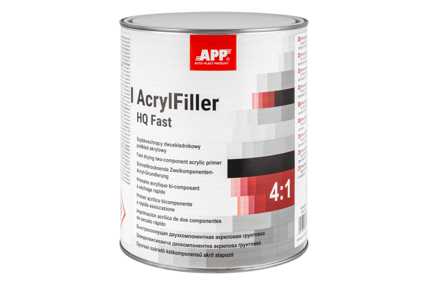 Podkład akrylowy dwuskładnikowy wypełniający APP APP AcrylFiller HQ Fast 4:1 | biały | 4,0L