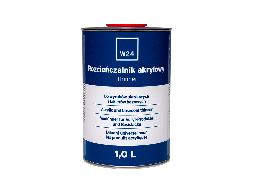 Rozcieńczalnik akrylowy W24 Thinner do wyrobów akrylowych i lakierów bazowych | Normalny | 1,0 L
