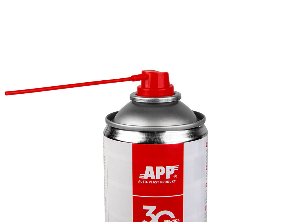 Wosk w sprayu do zabezpieczania podwozi i profili zamkniętych APP W200 WAX | bezbarwny | 0,5 L | 2w1