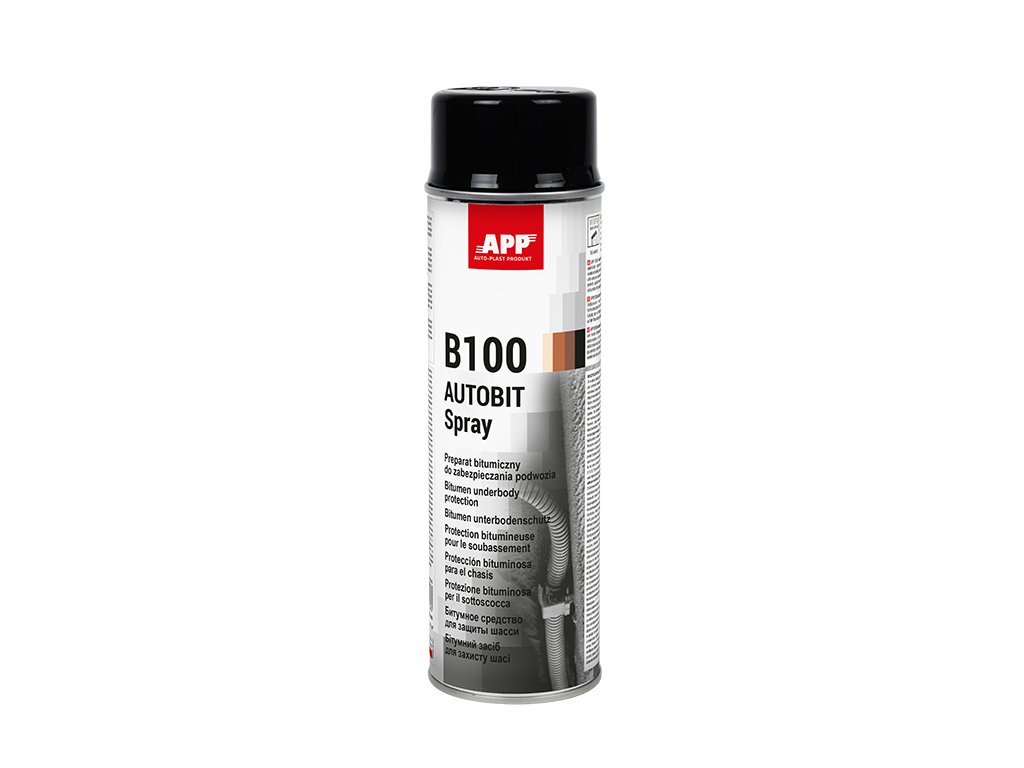 Preparat bitumiczny w sprayu do zabezpieczania podwozia APP B100 Autobit|500 ml | czarny