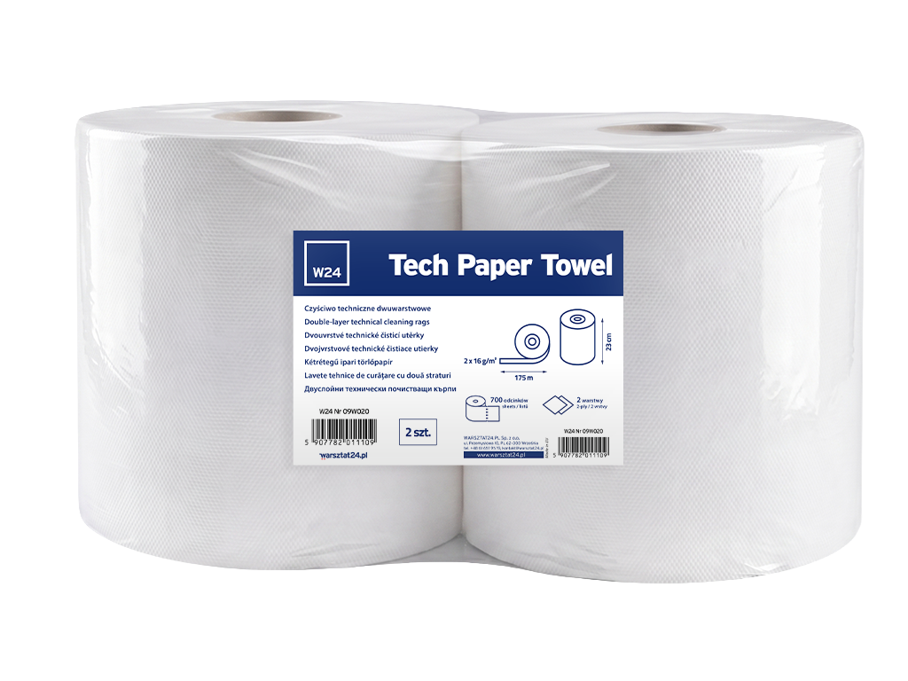 W24 Tech Paper Towel - Dwuwarstwowe czyściwo techniczne ||<p>&nbsp;biały | 2 x 175 mb | op. 2 szt.</p>