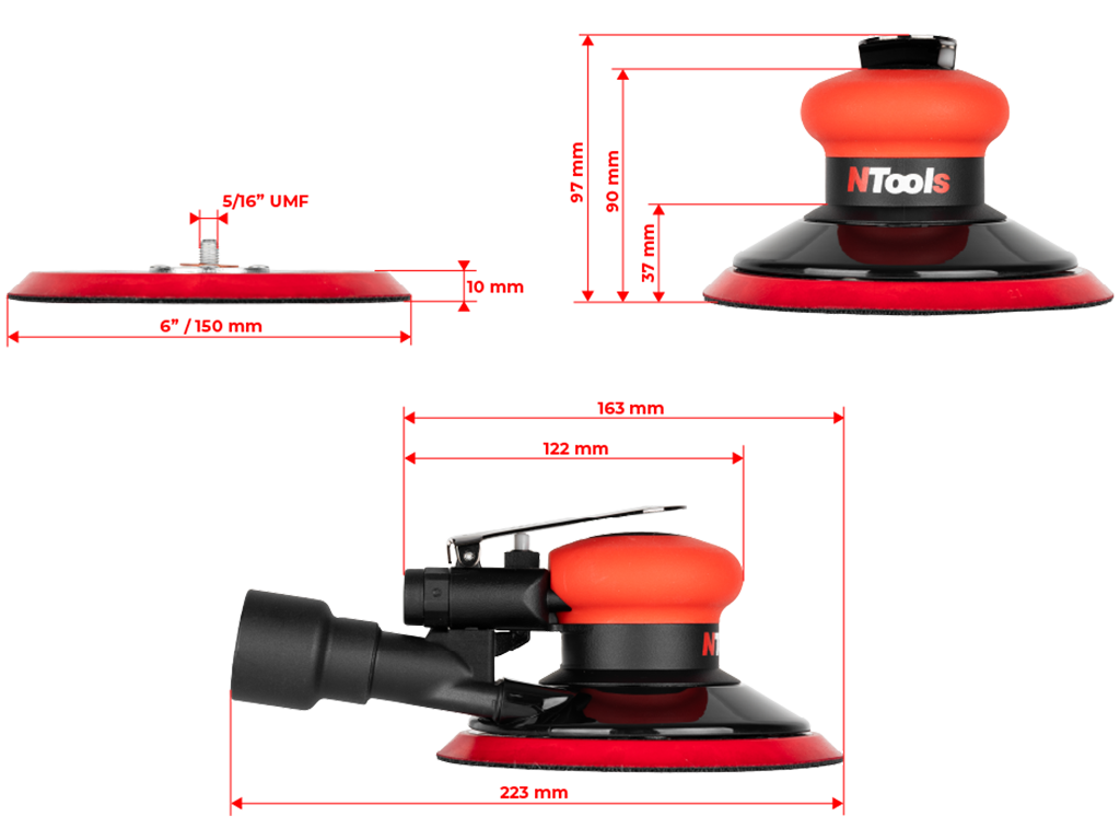 NTools RS 150 - Zestaw 3 szlifierek | 3x NTools RS | Akcesoria | Walizka 