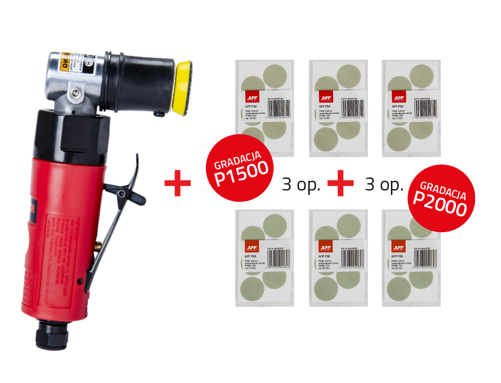 NTools PSM30 SET - Zestaw Pneumatyczna szlifierka do małych powierzchni | skok 1,5mm | 7500 RPM | 0,63kg | 