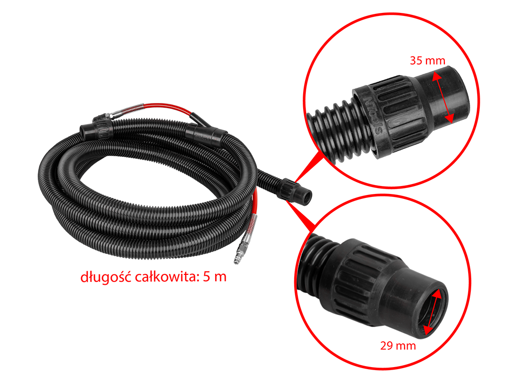 NTools VC 40EP - Odsysacz pyłów z automatem włączeniowym elektryczno-pneumatycznym | 1600W | wąż 2w1 5m | 40L