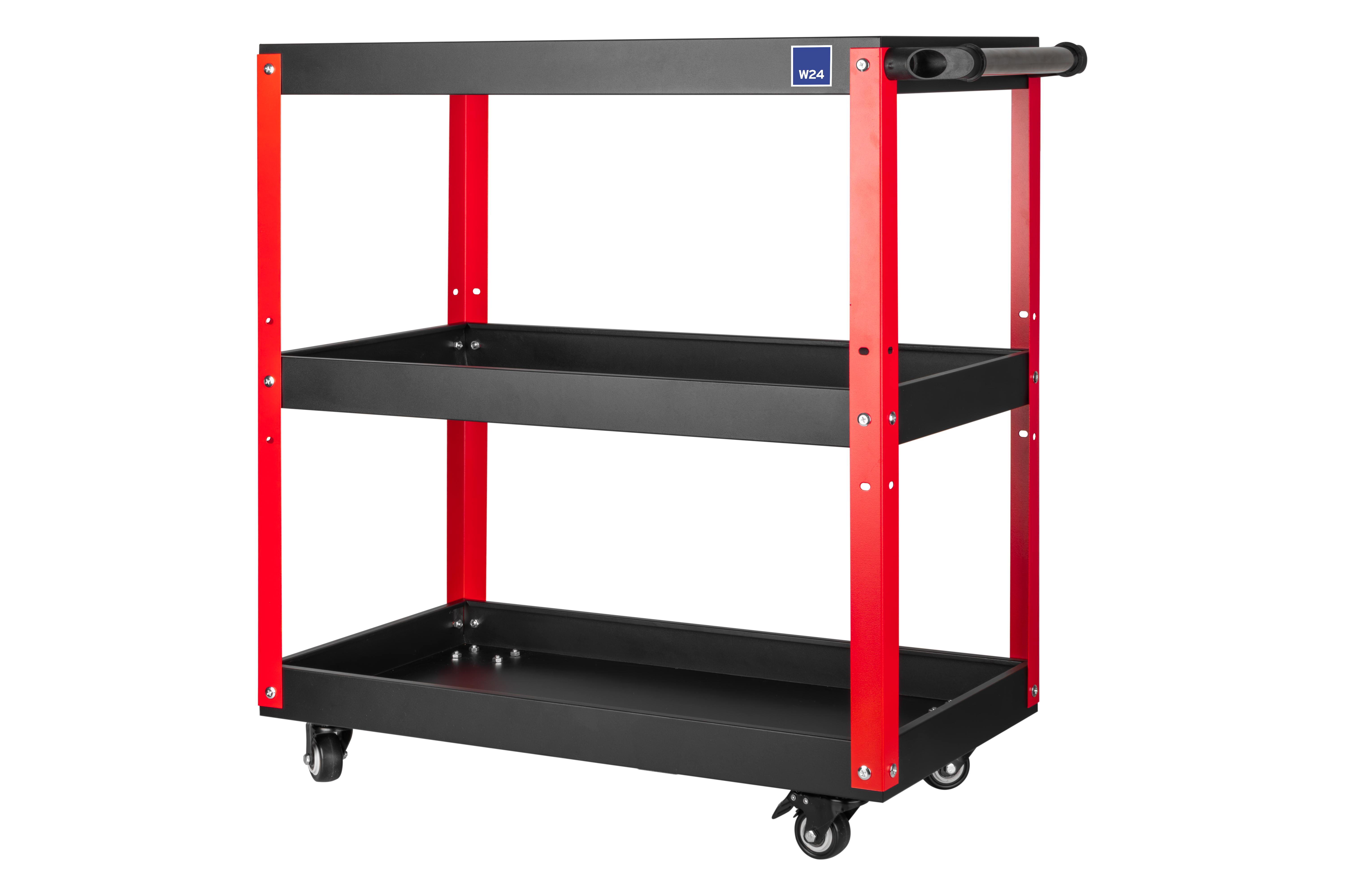 Mobilny wózek warsztatowy na narzędzia z trzema półkami W24 TWR | 660x350x740 mm | do 100 kg | czarny