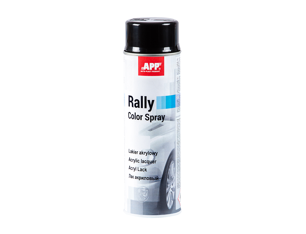 Lakier akrylowy w sprayu APP Rally 500 | czarny połysk | 500ml