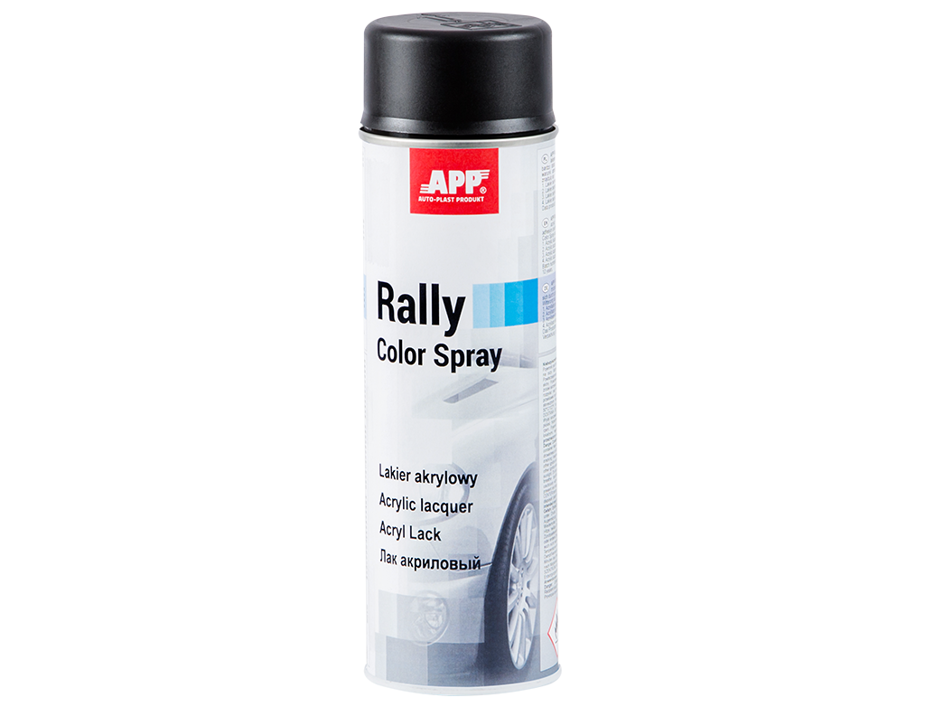 Lakier akrylowy w sprayu APP Rally 600 | czarny matowy | 600ml
