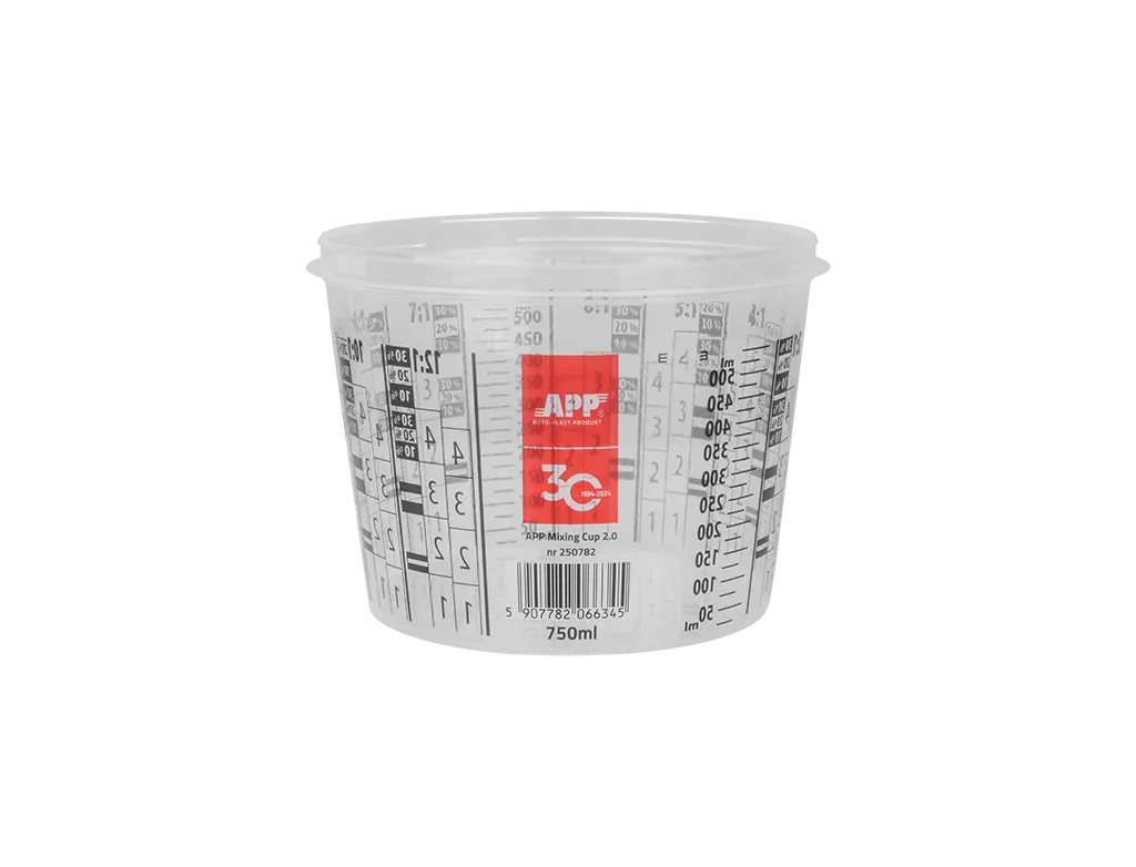 Kubek z przykrywką do mieszania farb i lakierów APP Mixing Cup 2.0 | 750 / 600 ml | 1 szt. | transparentny