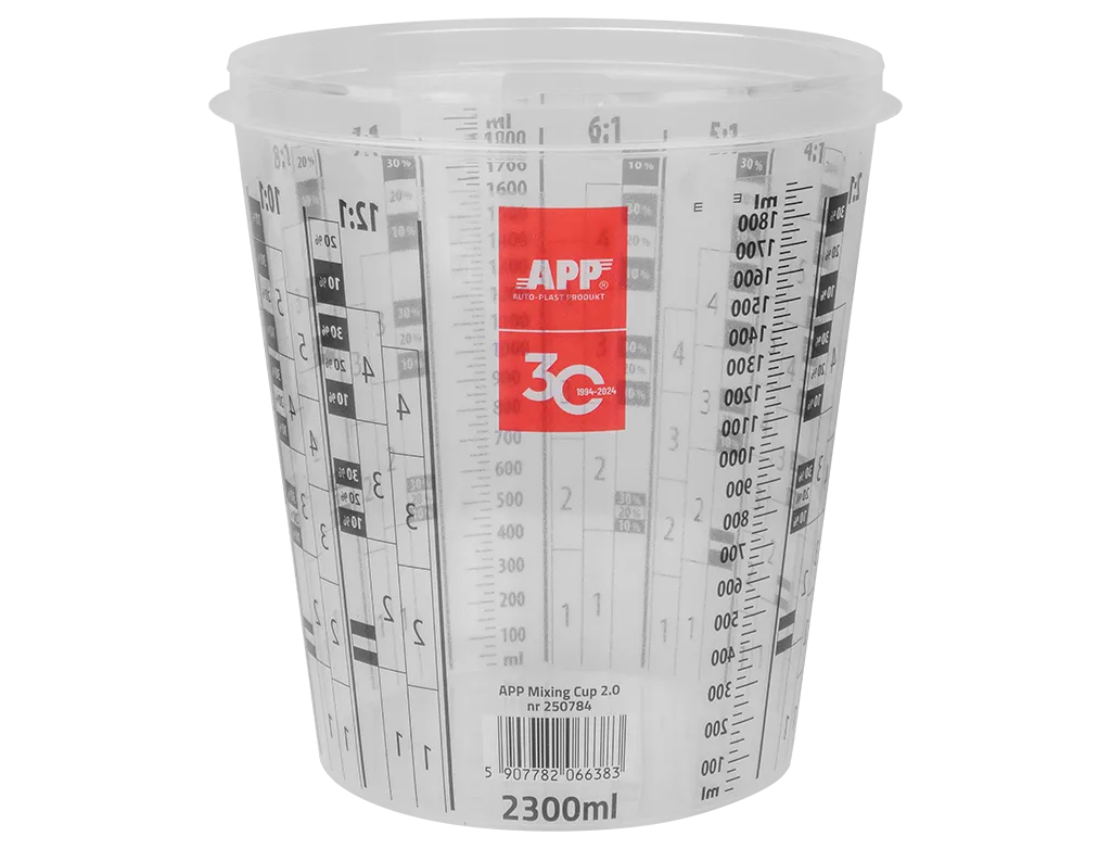 Kubek z przykrywką do mieszania farb i lakierów APP Mixing Cup 2.0 | 2300 / 1900 ml | 1 szt. | transparentny