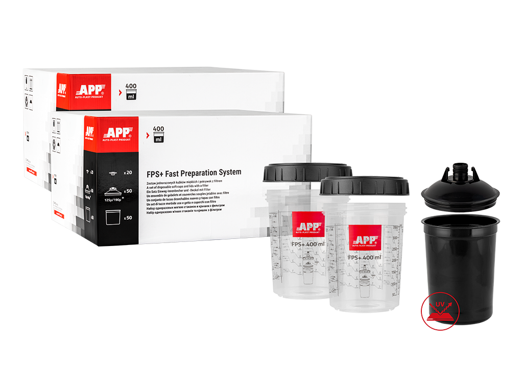 APP FPS Fast Preparation System SET - Zestaw kubków miękkich i kubków twardych z podziałką | UV | 400 ml | op (100szt)