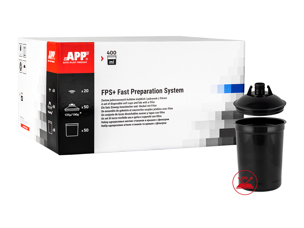 APP FPS Fast Preparation System - Zestaw kubków miękkich i pokrywek z filtrem | UV | 190 mikr. | 400 ml | op  (50szt)|
