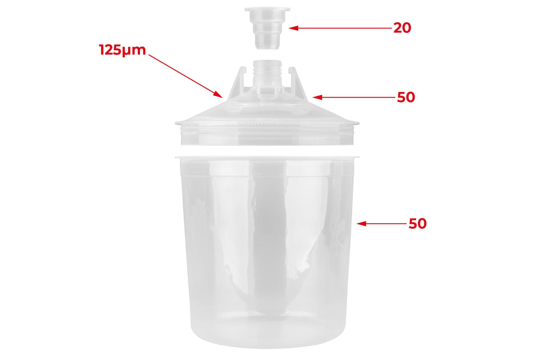 APP Fast Preparation  System - Zestaw jednorazowych kubków miekkich z pokrywką z filtrem | 125 mikronów | 650 ml | op  (50szt)
