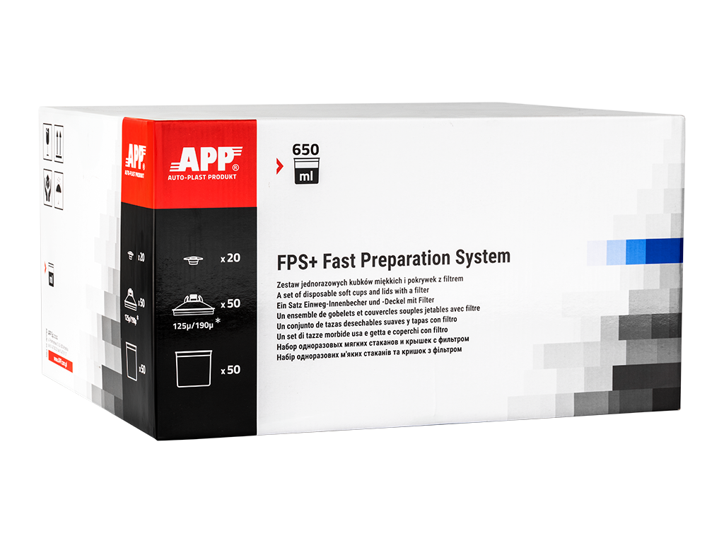 APP FPS Fast Preparation System - Zestaw kubków miękkich i pokrywek z filtrem | 190 mikr. | 650 ml | op  (50szt)