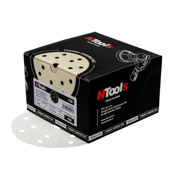 NTools CSD - Ceramiczny krążek ścierny 14+1 otworów | P80 | Kolor beżowy | d150 | opak. (50 szt)