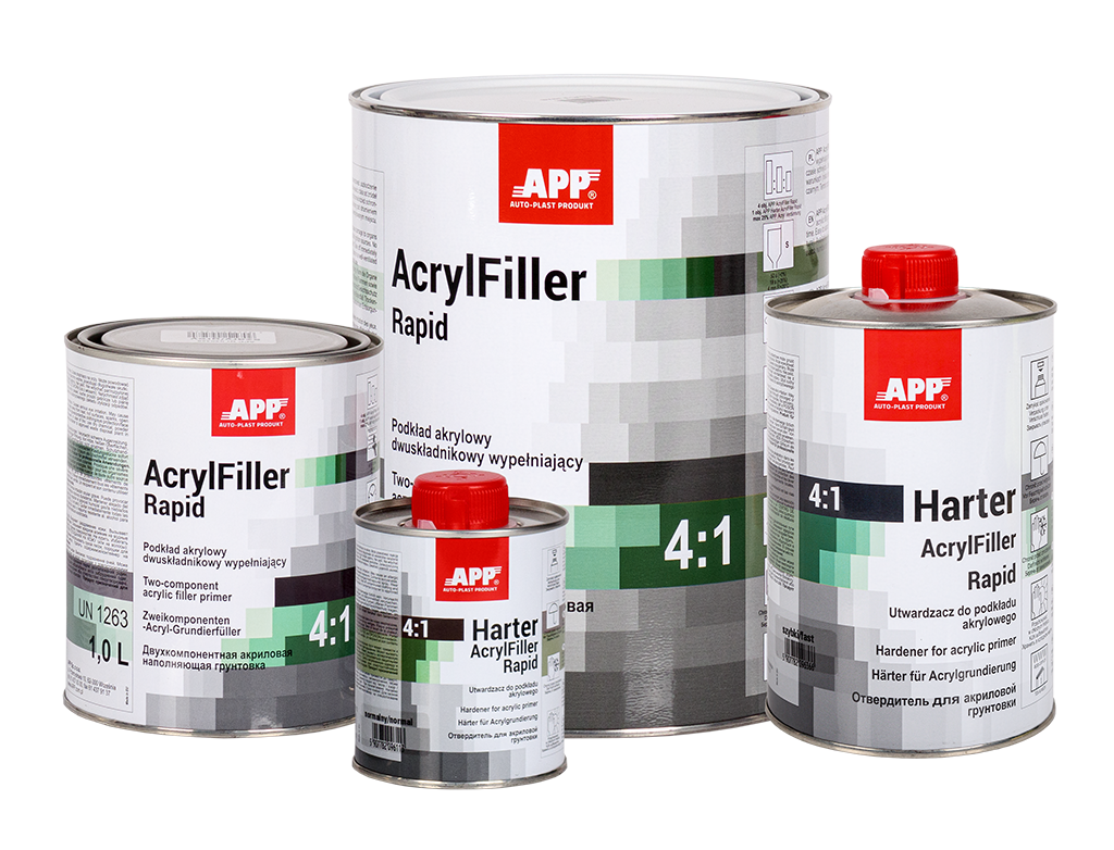 APP AcrylFiller Rapid - Podkład akrylowy dwuskładnikowy wypełniający | Szary | 1,0L