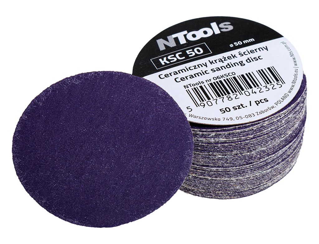 NTools KSC 50 - Krążek ścierny ceramiczny 50 mm | P120 | d50 | opak. (50szt)
