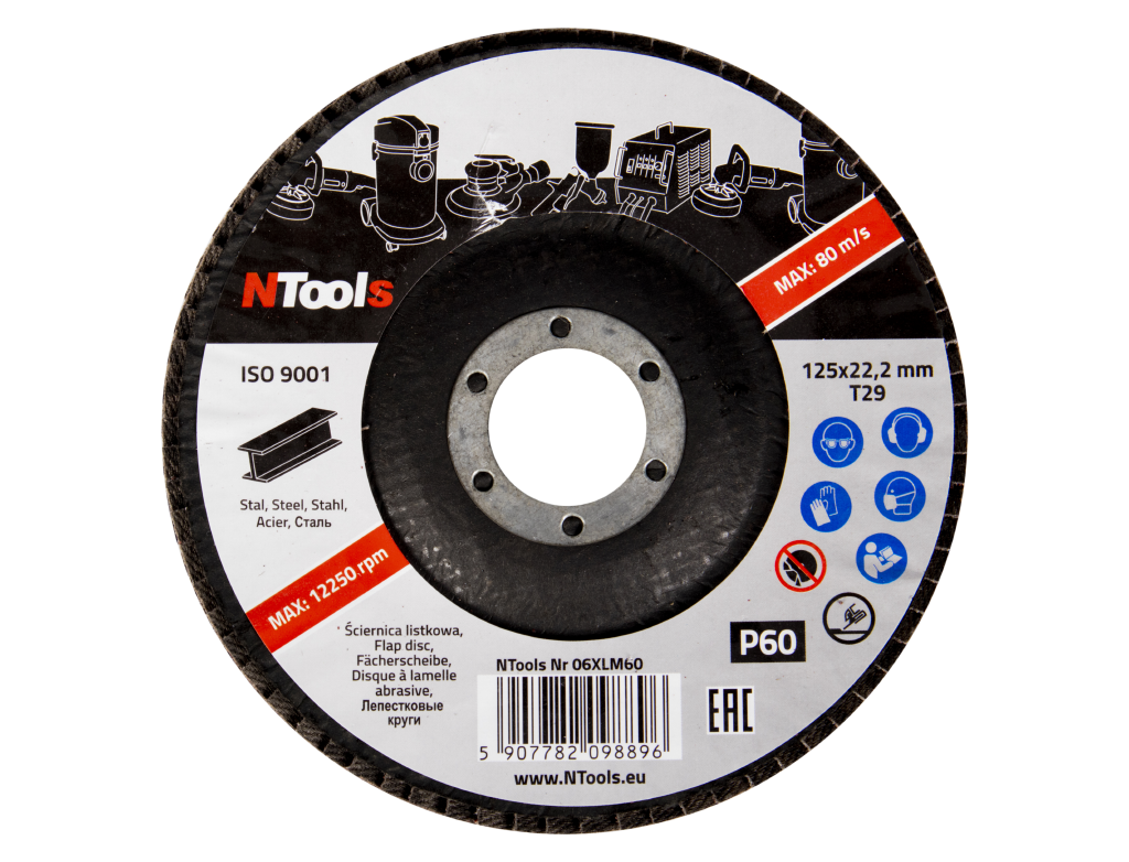 NTools LL 125 - Ściernica listkowa do stali | P120 | 125 x 22