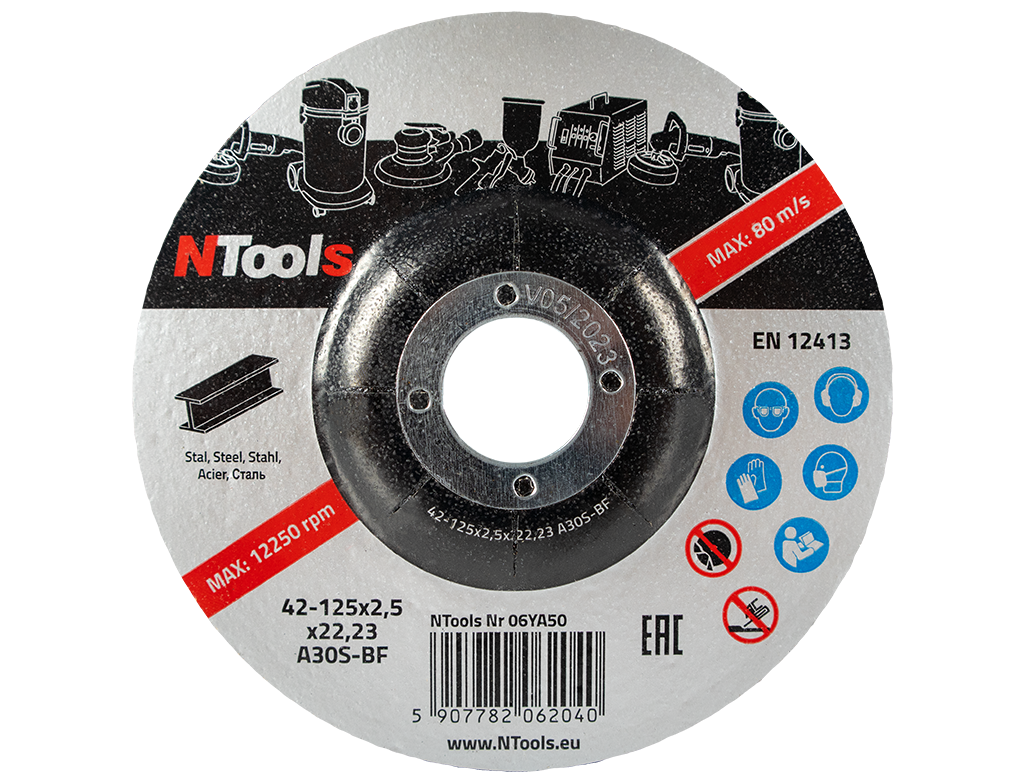 NTools SDCS - Tarcza do cięcia i szlifowania stali | 115 x 2,5 x 22,23 