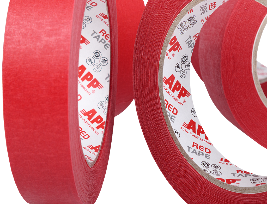 Wodoodporna taśma maskująca APP Red Tape | 110°C | Czerwona | 24 mm