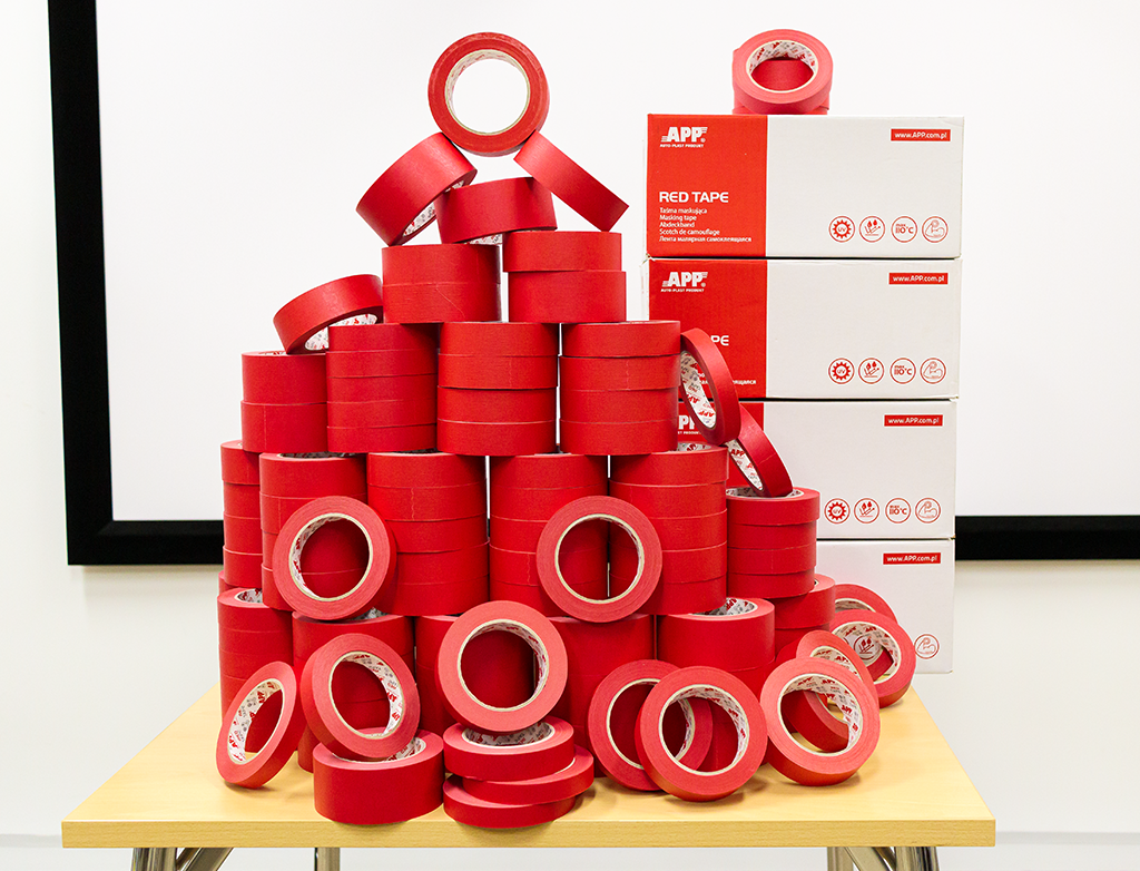 Wodoodporna taśma maskująca APP Red Tape | 110°C | Czerwona | 24 mm