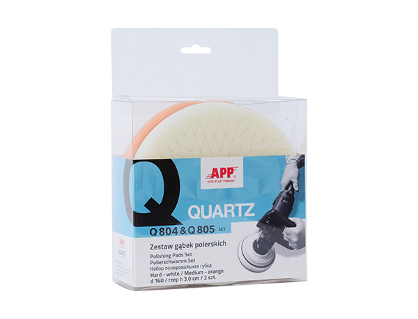 APP QUARTZ Q804 i Q805 - Gąbki polerskie d145 i d160 / h30 otwarto komórkowe, mix, mocowane na rzep | h30 | biały/pomarańczowy | d145 | 2szt | 
