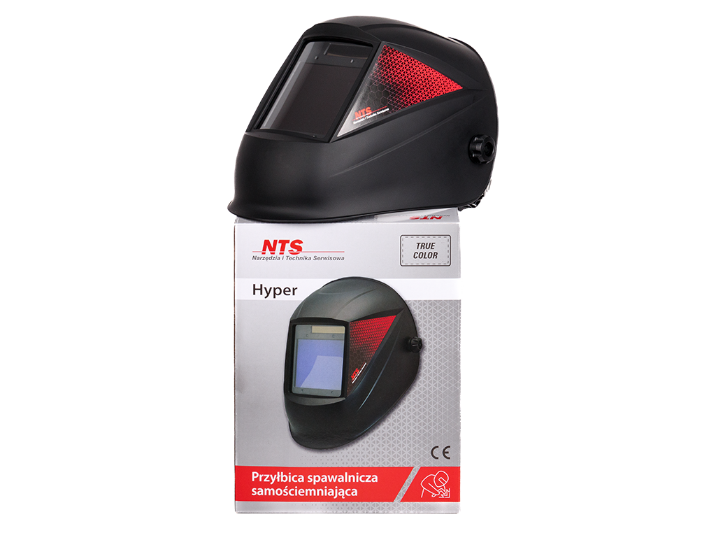 NTS HYPER - Przyłbica spawalnicza samościemniająca | pole widzenia 98 x 88 mm | DIN 4 / 9-13 | 1/25000 s | 0,1 do 1,0s