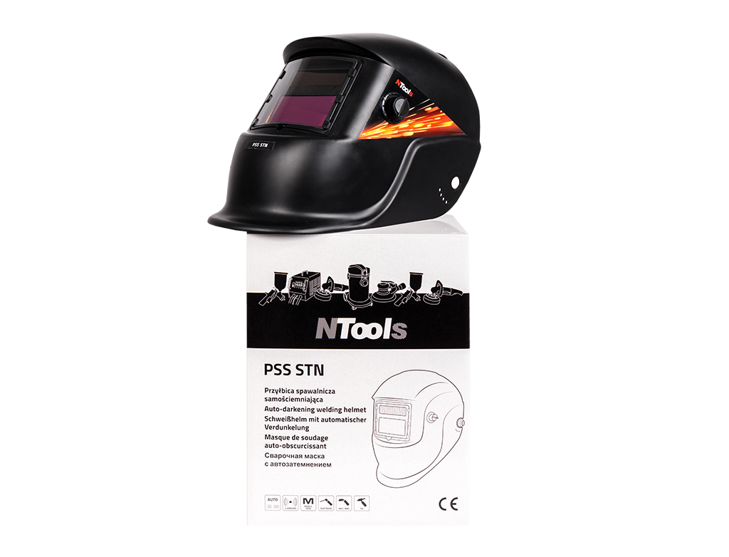 NTools PSS STN - Przyłbica spawalnicza samo-ściemniająca | DIN 4 / 9-13 | filtr standard | pole widzenia 92x 42mm