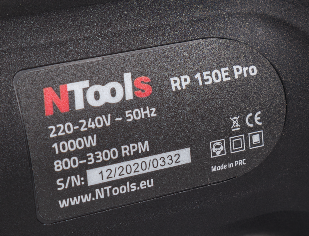 NTools RP 150E Pro - Profesjonalna polerka elektryczna rotacyjna | 1000W | 800-3300 RPM | 2,5kg