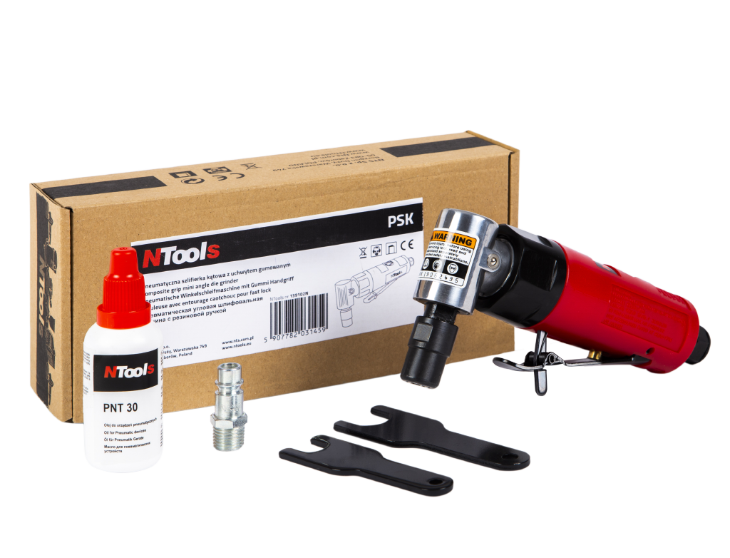 NTools PSK 6 Pneumatyczna szlifierka rotacyjna z uchwytem zaciskowym do trzpieni 6mm | 74,5/87,5 dBA.