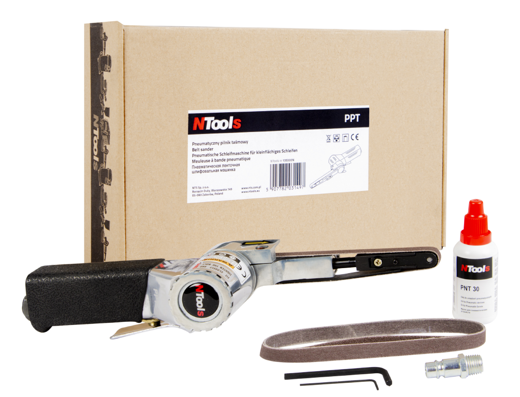 NTools PPT - Pneumatyczny pilnik taśmowy | 311 l/min | 16000 RPM | 0,8kg