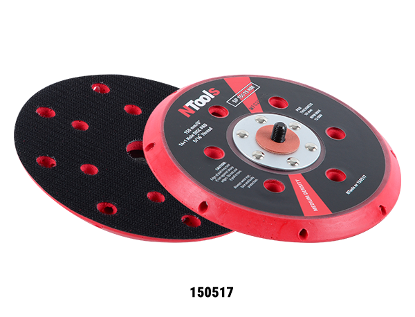 NTools SP 15015 HM - Tarcza robocza d150/(14+1)h do szlifierek NTools AS, RS i ROS oraz RUPES RA150A, TA151, BR63/65, cienka 10 mm | 14+1 otworów, twarda | 5/16" UNF, rzep | d150 / H10, cienka | 