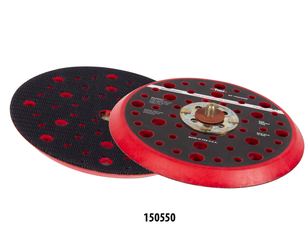 NTools DP 15050HM - Tarcza robocza d150/(14+1)h MultiHole do szlifierek NTools RS 15025, RS 15050, RS 15080, twarda | 14+1 otworów MultiHole, twarda | 5/16" UNF, rzep | d150 / H10, cienka