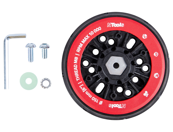 NTools TR 150 15/17U - Tarcza robocza d150/(15/17)h do szlifierki NTools SWR 03E/05E z mocowaniem na wpust HEX i śrubę M8 lub 5/16" UNF | HEX - M8 & 5/16" UNF | 8+8/6+1 otworów | d150 | 