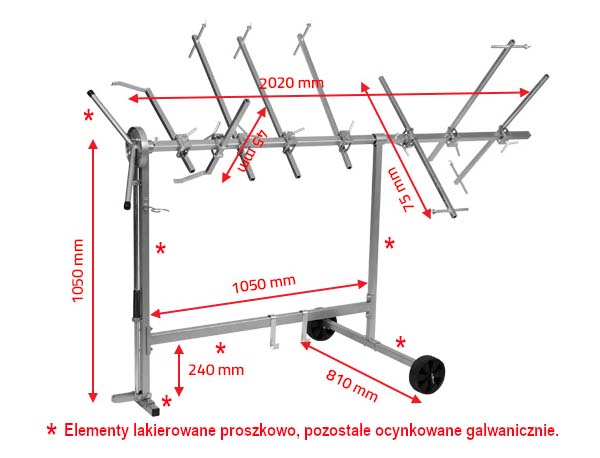 NTools Premium - Stojak obrotowy lakierniczy do elementów | 24kg | 2020 x 810 x 1050mm