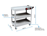NTools 3S - Wózek warsztatowy trzypółkowy | 22 kg | 800 x 390 x 835 mm
