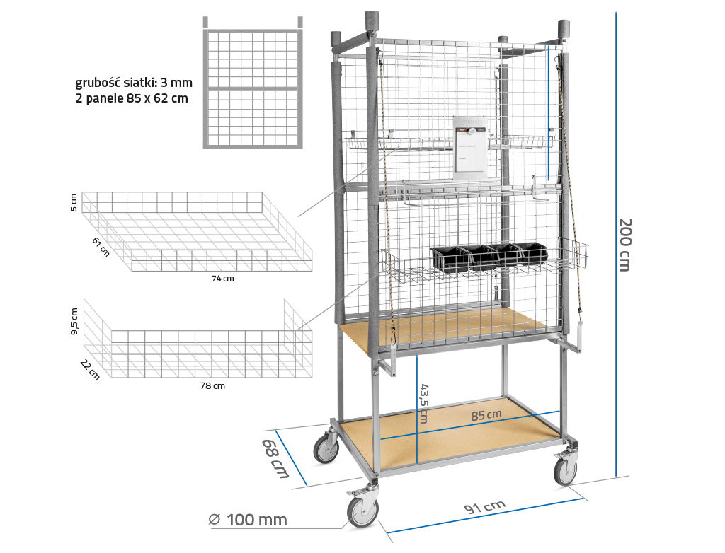 NTools CE Trolley - Wózek pomocniczy do elementów karoserii | 41 kg | 850 x 600 x 2000 mm