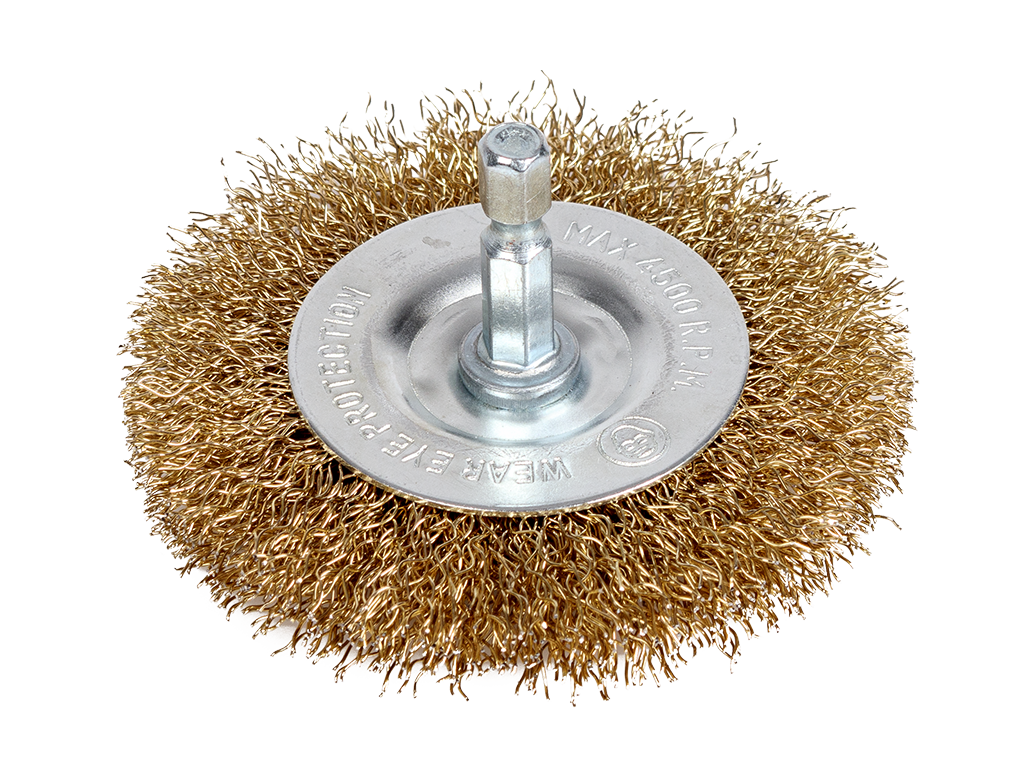 Szczotka druciana płaska na wiertarkę NTools 75P | trzpień hex 1/4 | d75
