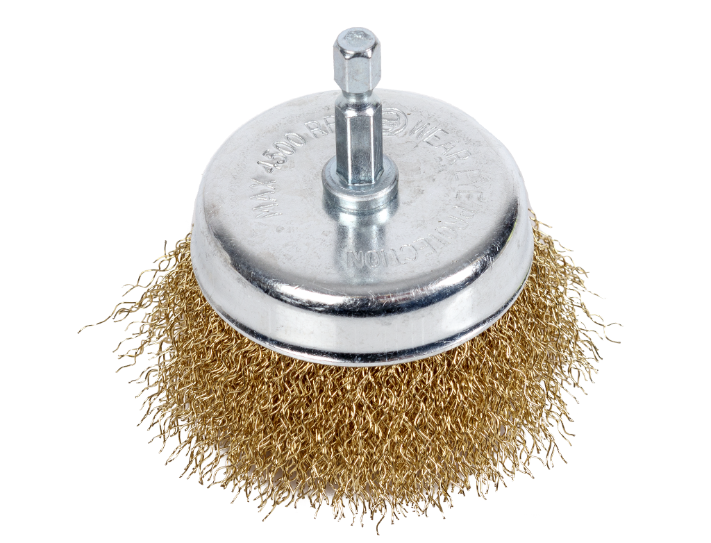 Szczotka druciana czołowa na wiertarkę NTools 75C | trzpień hex 1/4 | d75