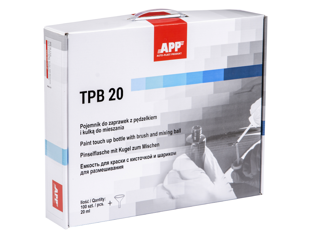 APP TPB20 - Pojemnik do zaprawek z pędzelkiem i kulką do mieszania | 20 ml | opak. (10szt)