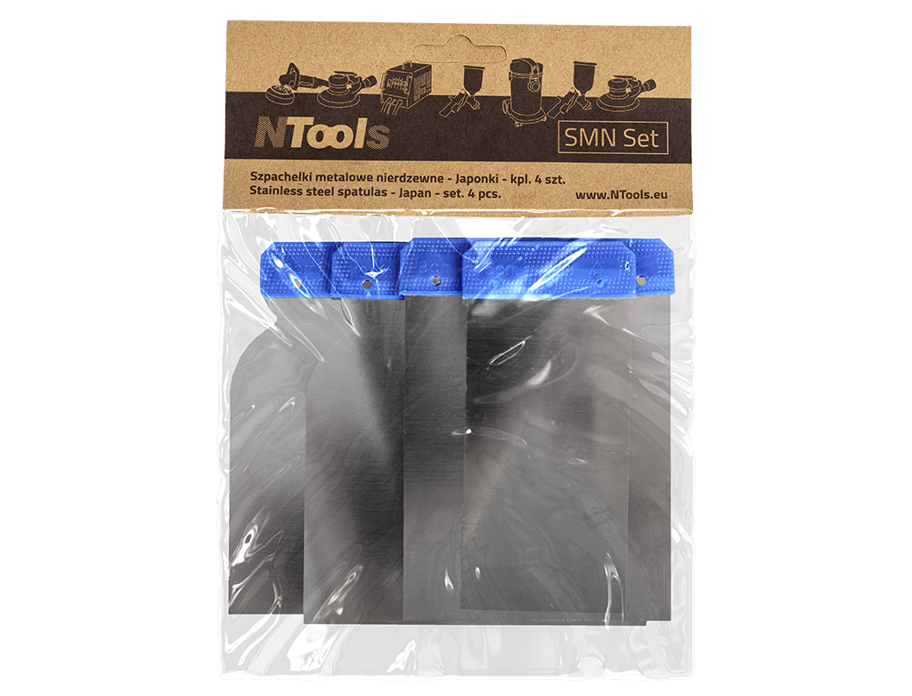 NTools SMN Set - Szpachelki metalowe nierdzewne - Japonki - kpl. 4 szt. | 5,8,10,12cm | kpl (4szt)