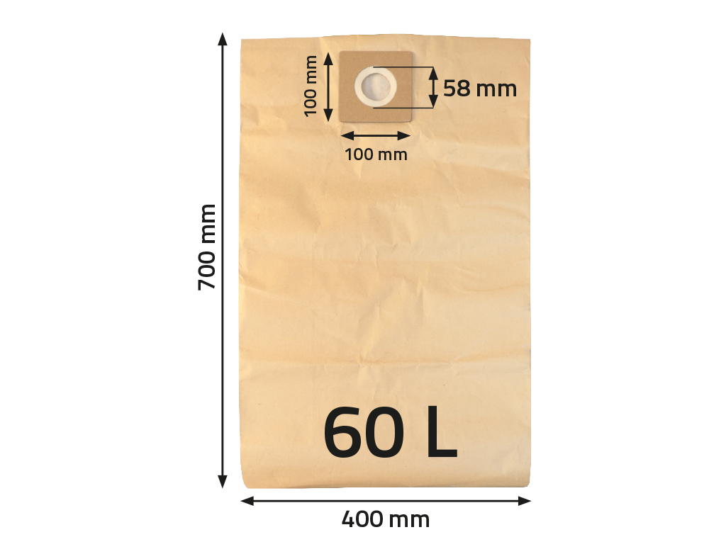 NTools WFP 60 - Worek filtracyjny papierowy do odsysacza NTools VC 50E/EP, VC36E/EP | brązowy | 60L | 