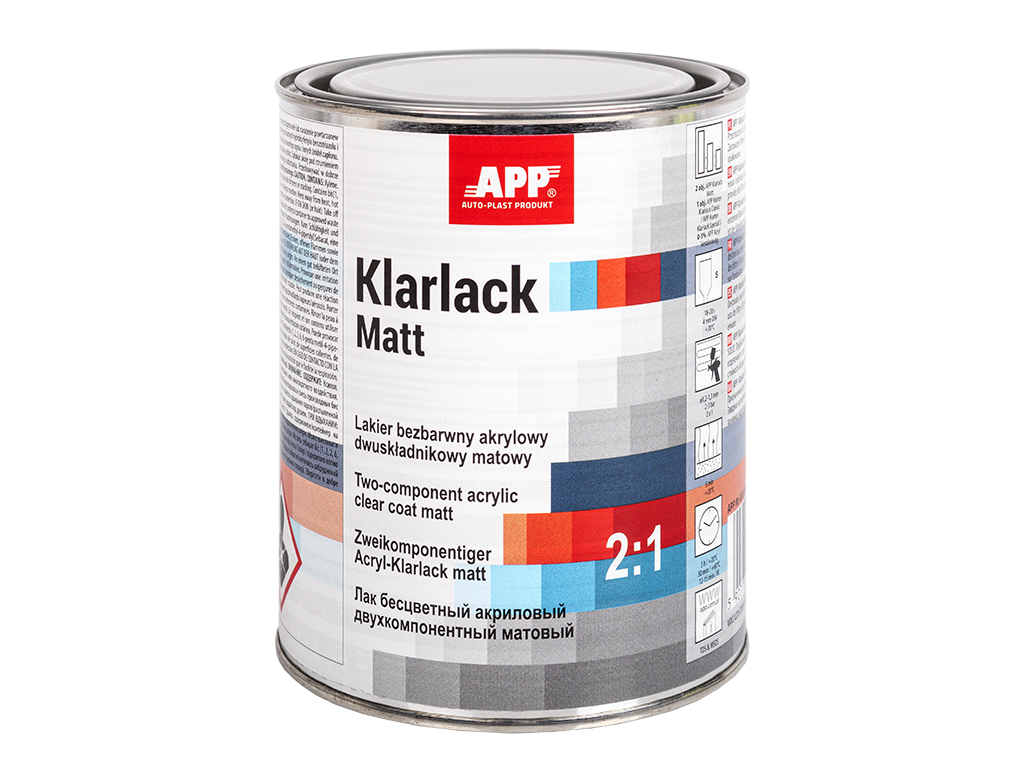 APP Klarlack Matt 2:1- Lakier bezbarwny akrylowy dwuskładnikowy. | Matowy | 1L